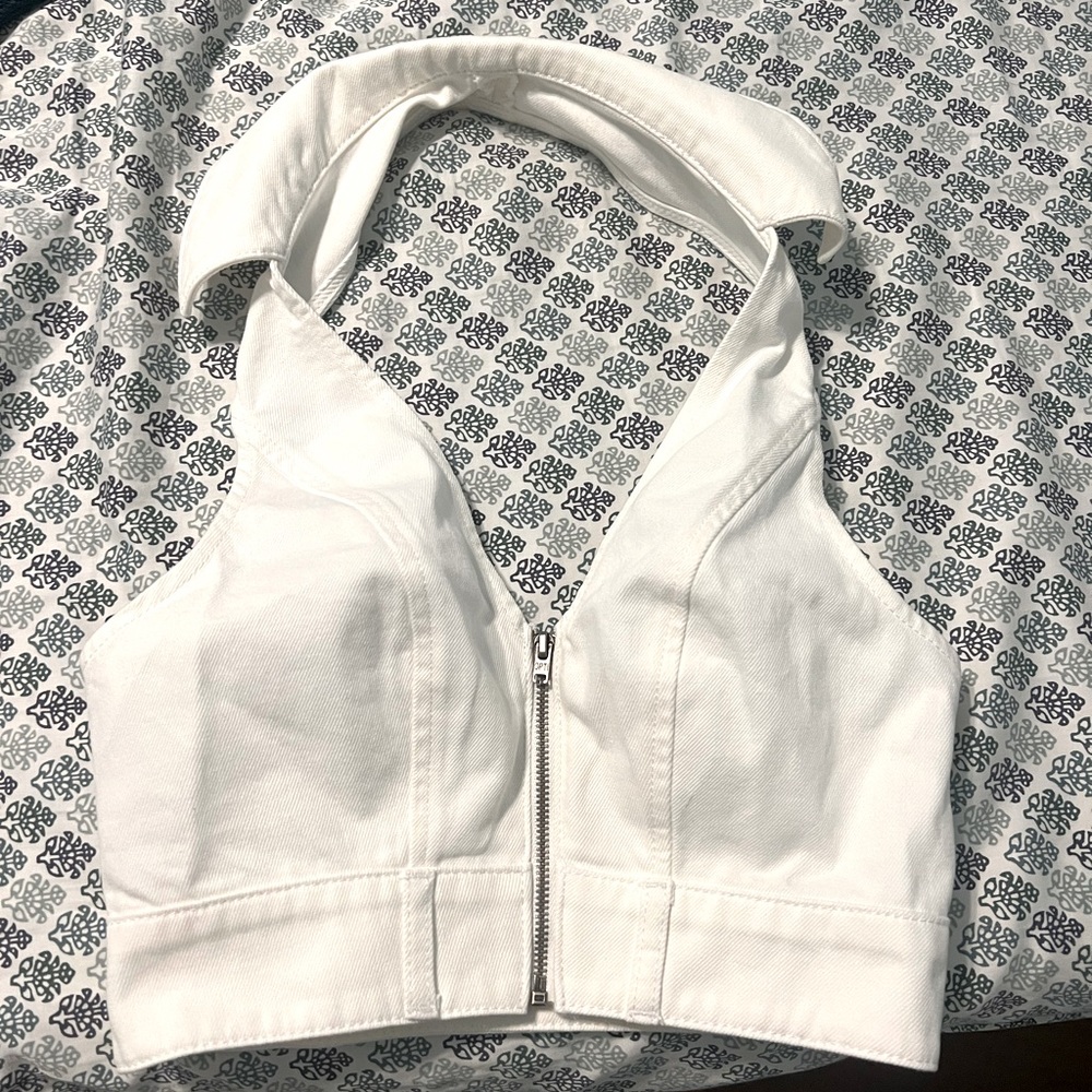 White denim halter top from ASOS